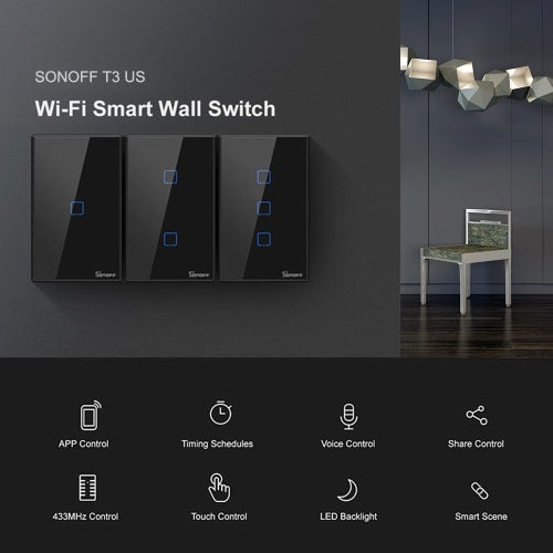 SONOFF T3US1C-TX 1 Gang Smart WiFi Wall Light Switch