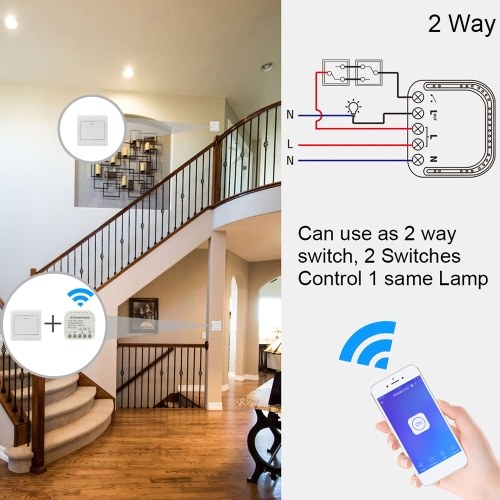 MINI Wifi Smart Light Switch 2 Way Diy Breaker Module eWeLink APP Remote Control, Compatible With Alexa Google Home/Nest IFTTT