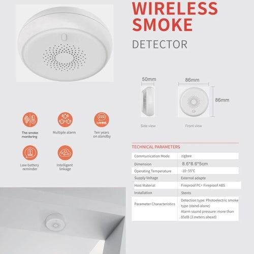 Tuya Smart Home Zigbee Smoke Detector Sensor