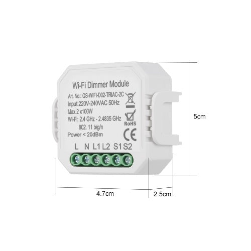 2 Gang DIY Mini WiFi Dimmer Module Smart Light Triac Dimmer Breaker Controller