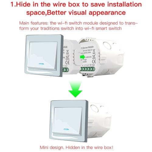2 Gang DIY Mini WiFi Dimmer Module Smart Light Triac Dimmer Breaker Controller