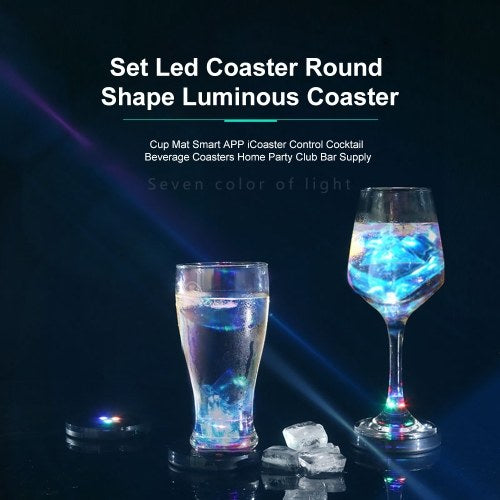 4PCS/Set Led Coaster Round Shape Luminous Coaster Cup Mat