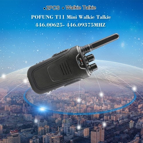 BaoFeng T11 2 قطعة جهاز اتصال لاسلكي صغير 446.00625- 446.09375 ميجا هرتز 16CH جهاز إرسال واستقبال محمول باليد وظيفة VOX توفير البطارية مصباح يدوي LED راديو ثنائي الاتجاه