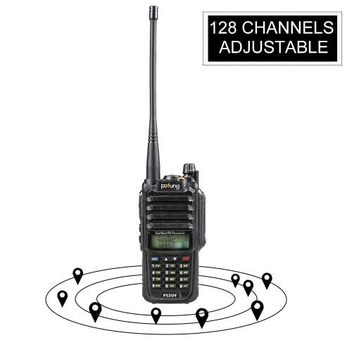 POFUNG P52UV Mini Walkie Talkie Portable Handheld Transceiver Interphone VOX Function Battery Save LED Flashlight FM Radio Two Way Radio