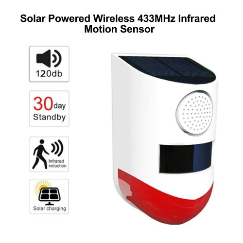 Solar Powered Wireless 433MHz Infrared Motion Sensor