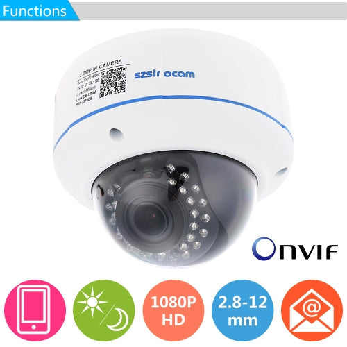 szsinocam H.264 HD 1080P 2.8-12mm 4X كاميرا IP بتكبير رقمي مع 30 قطعة IR LEDs CCTV Security