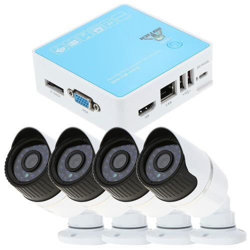 مجموعة COTIER 4CH H.264 Mini NVR مع 4 قطع HD 720P كاميرا مراقبة IP نظام أمان CCTV