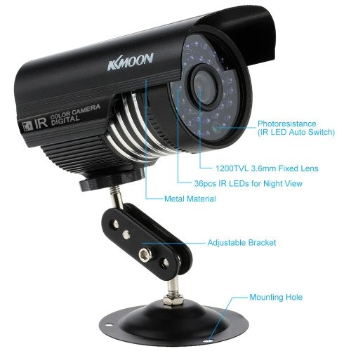 كاميرا CCTV تناظرية خارجية KKmoon® 1200TVL للمراقبة الأمنية