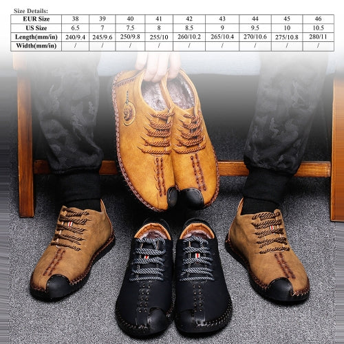 Retro Breathable Velvet Warm Winter Casual Leather Shoes