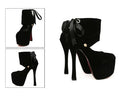 Women Sexy High Heels Platform Sole Ribbon Shoes Pumps Black