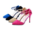 Fashion Women Summer Heels Pointed Toe Low Vamp Flat Sole Shoes Sandals Black