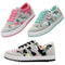 New Fashion Women Canvas Sneakers Flats Floral Print Lace Up Low Top Plimsoll Shoes Blue/Pink/Black