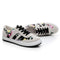 New Fashion Women Canvas Sneakers Flats Floral Print Lace Up Low Top Plimsoll Shoes Blue/Pink/Black