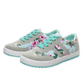 New Fashion Women Canvas Sneakers Flats Floral Print Lace Up Low Top Plimsoll Shoes Blue/Pink/Black