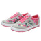 New Fashion Women Canvas Sneakers Flats Floral Print Lace Up Low Top Plimsoll Shoes Blue/Pink/Black