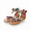 Summer Fashion Women Flats Floral Print Toe-post  Thin Shoes Sandals Yellow