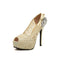 New Fashion Women Pumps Peep Toe Stiletto Platform Lace Rhinestone Elegant High Heels Beige/Pink