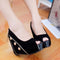 Women High Wedges Peep Toe Platform Sole Zipper Pumps High Heels Black