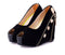 Women High Wedges Peep Toe Platform Sole Zipper Pumps High Heels Black