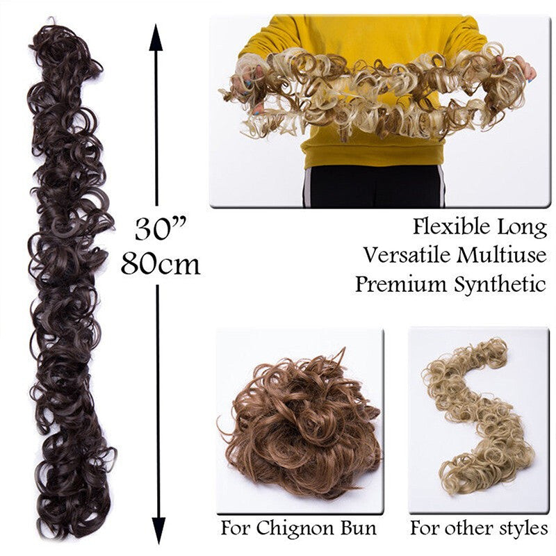 Scrunchie Hair Ponytail Wrap Curly - Light Brown