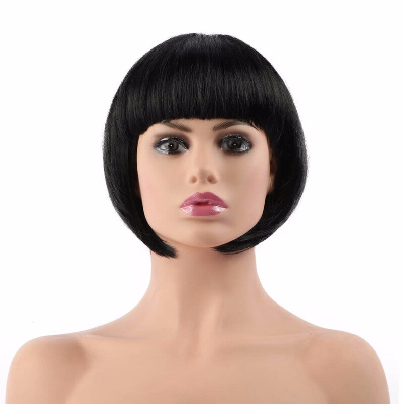 Short Bob Cut Synthetic Fake Hair - Black