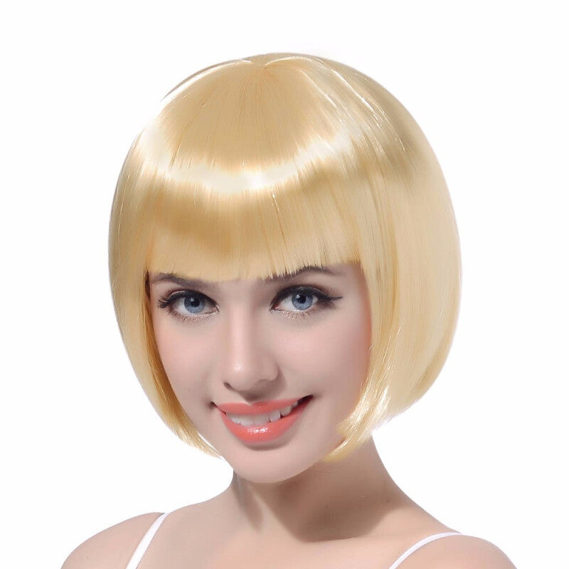 Short Bob Cut Synthetic Fake Hair - Blonde