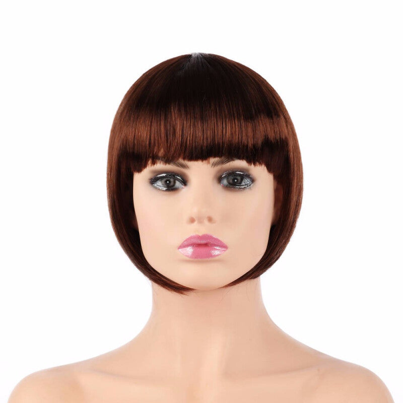 Short Bob Cut Synthetic Fake Hair - Brown