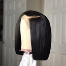 Short Bob Human Hair Lace Wigs - Black