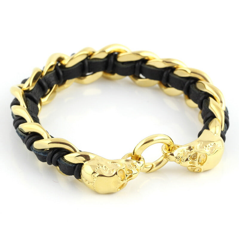 Skull Premium Braided Wristband - Gold