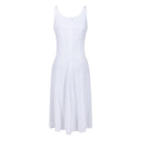 Sleeveless Waist-Wide Floor-Length Dress - White