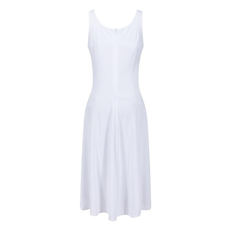 Sleeveless Waist-Wide Floor-Length Dress - White