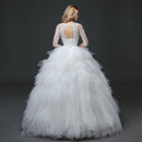 Slim Shoulders Lace Sleeves Wedding Dress - White