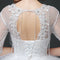 Slim Shoulders Lace Sleeves Wedding Dress - White