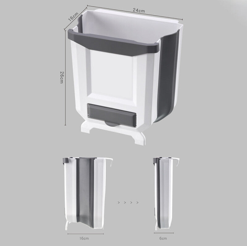 Small Compact Kitchen Hanging Trash Bin - White