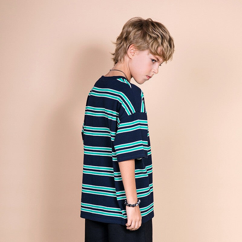 Spring Summer Striped T-Shirt - Blue