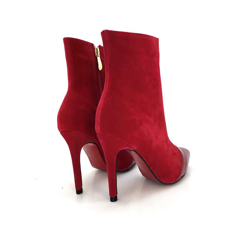 Stiletto Ankle Boots - Red