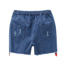 Stitching Denim Shorts - Dark Blue