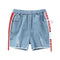 Stitching Denim Shorts - Light Blue