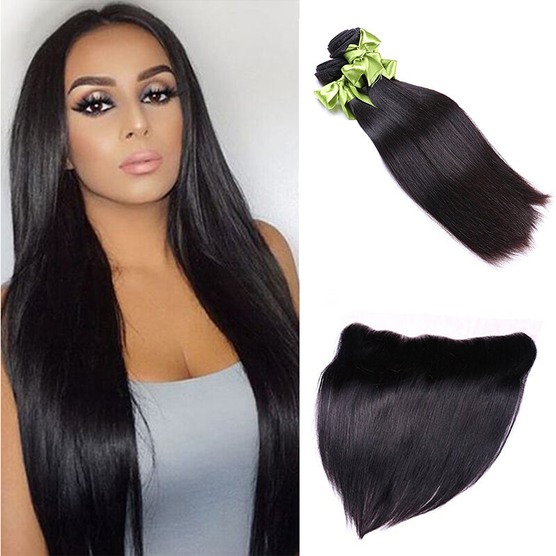 Straight Human Virgin Hair Bundles - Black