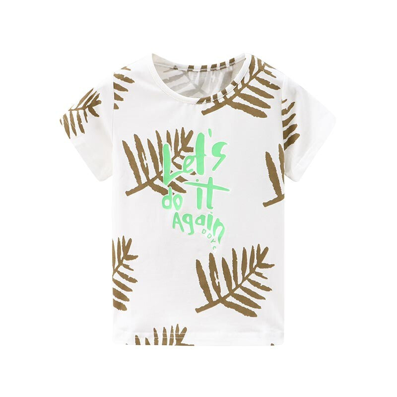 Summer Leaf Print T-Shirt - White