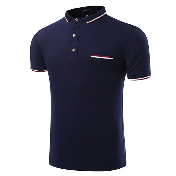 Summer Men's High Quality Short Sleeved Polo - Blue