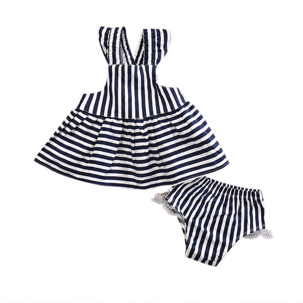 Summer Sunsuit Striped - Black