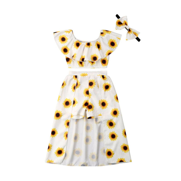 Sunflower Kids Crop Top Dress - Yellow