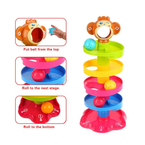 Baby Childern Tower Puzzle Rolling Ball Bell Stackers Toys Kids Developmental Toy