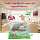 Coolplay Baby's First Fabric Book Washable Soft Cloth Book Squeak Rattle Crinkle Toy for Infant Toddler Learning Animals