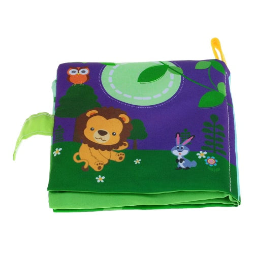 Coolplay Baby's First Fabric Book Washable Soft Cloth Book Squeak Rattle Crinkle Toy for Infant Toddler Learning Animals