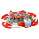 Electric Rail Car Racing Car Puzzle Electric Track Fire Station Blocks Track Battery Powered DIY Toy Set for Kids