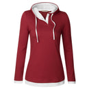 Fashion Women Long Sleeve Hoodies Top - Wine Red