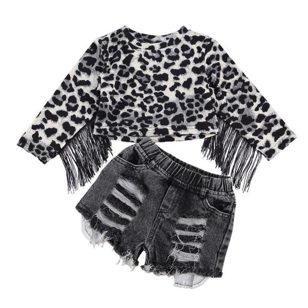 Toddler Denim Top & Short - Black