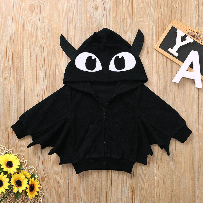 Toddler Halloween Cartoon Coat Outerwear- Black